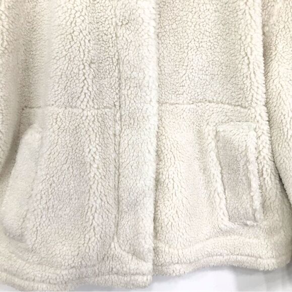 Lucky Brand Cream Sherpa Fleece Quilt Lined Button Up Teddy Shirt Jacket - Picture 11 of 16